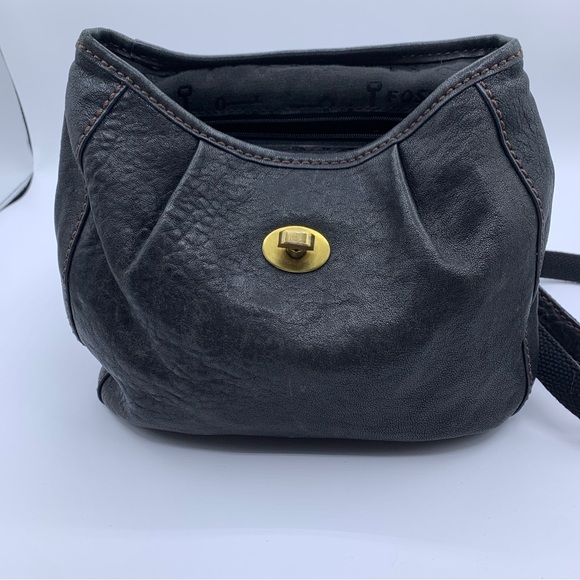 FOSSIL Carson Black Leather Flap Organizer Crossbody Shoulder Bag ZB5057 EUC - Picture 9 of 10